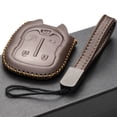 thumbnail image 4 of Vitodeco Genuine Leather Smart Key Fob Case with Leather Strap Compatible for GMC ACADIA, GMC TERRAIN (2017-2025 Models) - 5-Button, Brown, 4 of 5