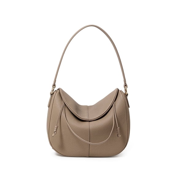 Genuine Leather Cowhide Hobo Bag, Women's Retro Grainy Crescent Underarm Purse