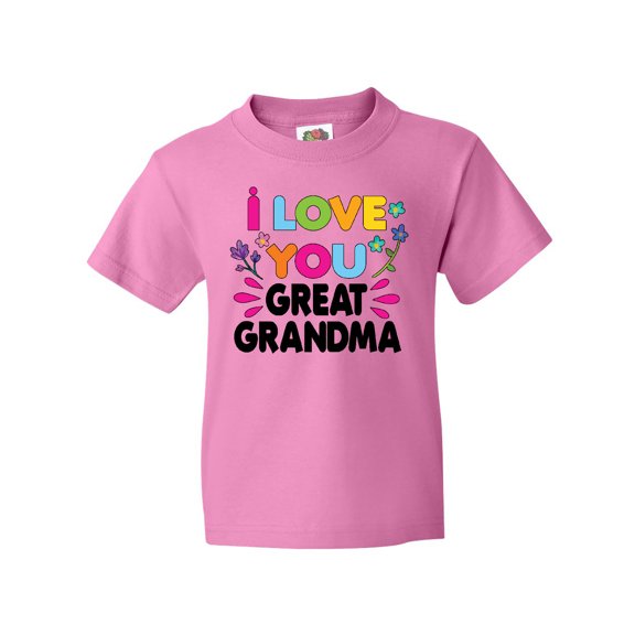 Inktastic I Love You Great Grandma with Flowers Youth T-Shirt