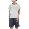 thumbnail image 7 of Linfrsh Toddlers Boys Clothes Toddler Baby Boy Summer Clothes Knit Short Sleeve T-Shirt Tees + Casual Shorts Cute Clothing Set(GY2,Size 6-7 T), 7 of 7