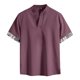 thumbnail image 1 of Camisa Hombre Moda de primavera y verano para hombre, camisa informal de manga corta con cuello levantado, camisetas transpirables para hombre (Red, L), 1 of 5