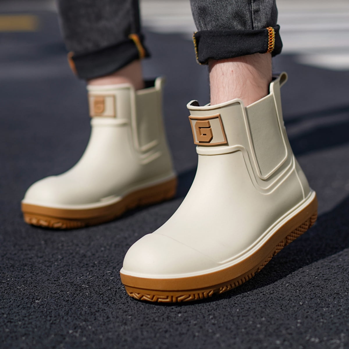 AUXDIQ Rain Boots Men Short Ankle Women Waterproof Rain Shoes Outdoor Garden Shoes