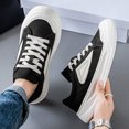 thumbnail image 6 of Men's Black & White Chunky Platform Sneakers with Geometric Accent, Casual Streetwear Shoes, 6 of 10