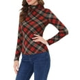 thumbnail image 4 of Haut à Col Roulé à Manches Longues pour Femme Extensible Ajusté Noël Xmas Chemise TG Rouge Noir, 4 of 6