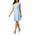 thumbnail image 4 of INSPIRE CHIC Work Dress for Women's Sleeveless V Neck Elegant A-Line Professional Mini Dress XS Light Blue, 4 of 6