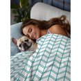 thumbnail image 2 of Twin Flat Sheet Only Boho Minimalist Geometric Art Soft Microfiber Cooling Bedding Sheets Modern Teal Herringbone Texture Flat Bed Sheet, 2 of 4