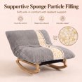 thumbnail image 5 of OMNIBERG 57"‌ Oversized Chaise Rocking Lounge Chair with Solid Wood Base, Plush Corduroy Beanbag Rocking Sofa Chair, Cozy Cloud Accent Chair Lounger for Bedroom Living Room, Grey, 5 of 8