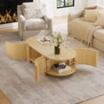 thumbnail image 5 of WGYPRIME 47" Oval Fluted Coffee Table, Modern Center Table with 4 Open Storage Doors, Solid Wood Tea Table for Living Room, Dining Room, 5 of 18