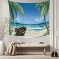 thumbnail image 5 of Ocean Beach Large Tapestry for Bedroom Wall Hanging Tapestry, Blue Coastal Palm Tree Nautical Sailboat Ceiling Backdrop Tapestries Poster Blanket Wall Decor for Teens Room Living Room Dorm 100" x 59", 5 of 8