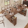 thumbnail image 2 of ChVans 70"-93" Extendable Dining Table for 8 10 12, Rectangular Wood Kitchen Table with Fluted Base and Storage, Double Pedestal Modern Farmhouse Dining Table for Living Room, Walnut, 2 of 10