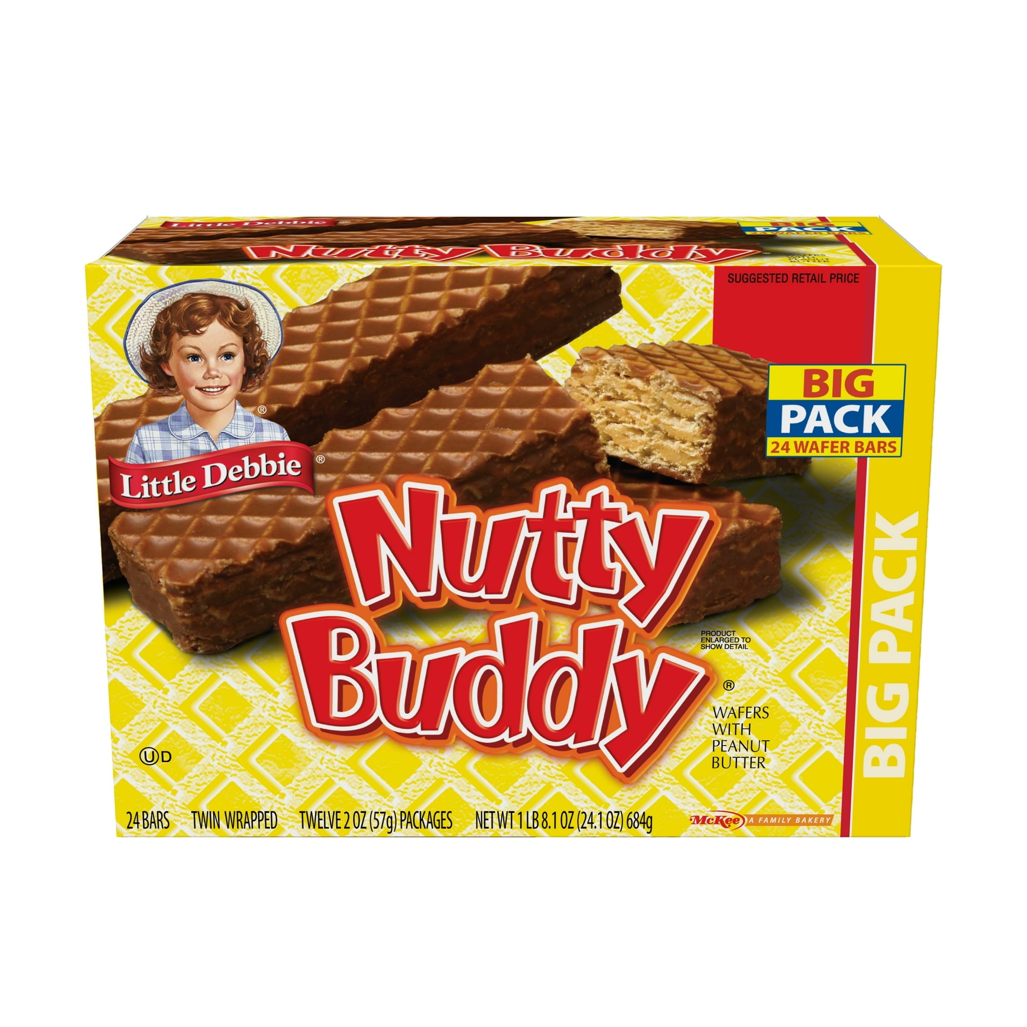 Little Debbie Big Nuddy Buddy Wafer Bars 24.1 oz 24 count (Pack of 4)