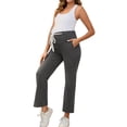 thumbnail image 2 of Pantalones de maternidad Inspire Chic para mujer, pantalones casuales de pierna ancha sobre el vientre, de cintura alta con bolsillos, gris oscuro, tamaño mediano, 2 of 6