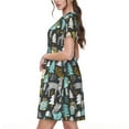 thumbnail image 2 of Naloa Moose Squirrel owls tree Print Womens Summer A-Line Dress with Pockets,Short Sleeve Dresses,Flowy Beach Swing Dress for Vacation Travel, 2 of 6