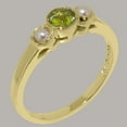 thumbnail image 2 of LBG British Made 18k Yellow Gold Natural Peridot & Cultured Pearl Womens Promise Ring - 33 size options - Size 10.75, 2 of 5