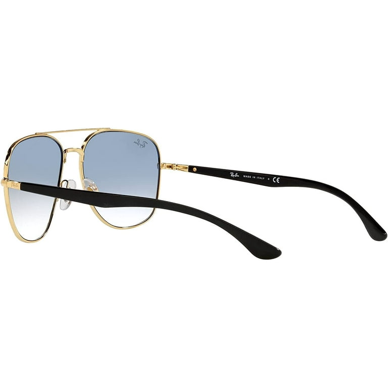 Classic Ray-Ban RB3683 Square Sunglasses, Black On Gold/Clear