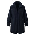 thumbnail image 2 of BXJX Womens Fleece Jackets, Long Sleeve Full Zip Stand Collar Mid Length Warm Outerwear with Pockets Dark Blue Size XL, 2 of 9