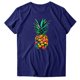 thumbnail image 3 of Gibobby Playera de Manga Corta con Cuello Redondo Mujeres Casual Piña Impresión Mangas Cuello Redondo Camiseta Suelta Blusa Tops(Azul,CH), 3 of 4