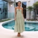 thumbnail image 5 of Vestido Fluido con Tirantes Finos y Corsé para Mujer, Ideal para Vacaciones en la Playa o Como Invitada de Boda Verde L, 5 of 10