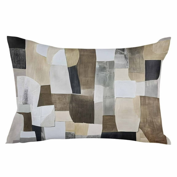 Abstract Gray Brown Throw Pillow Cover 20 x 30 Inch Decorative Pillow Cover Oil Painting Simple Art Lumbar Pillowcase Seasonal Rectangle Cushion Case for Couch Sofa Bed Living Room