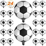 24 Pcs 18 Inch Soccer Balloons Aluminum Foil Balloons Mylar Balloons for birthday party Soccer Party Decorations Football Party Supplies Birthday Party Decoration 45cm