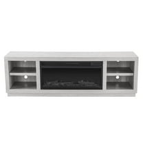 Maklaine TV Stand Entertainment Center for TV up to 85" with Fireplace Off White