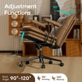 thumbnail image 3 of Ninecer Brown Leather Office Chair with Wheels, Triple-Layers Thicken Wide Seat Height Adjustable, Mid-Century Modern Comfy Desk Chair for Home, Office, 3 of 6