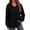 Black #1, variant on Womens Waffle Knit Loose Sweatshirts Snap Henley Long Sleeve Pullover Tops Green S