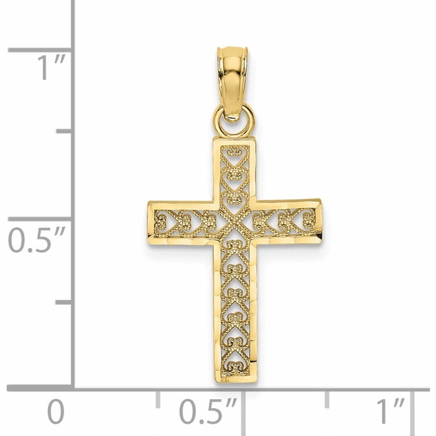 Jewelry by Sweet Pea 10K Yellow Gold Diamond-cut Filigree Cross