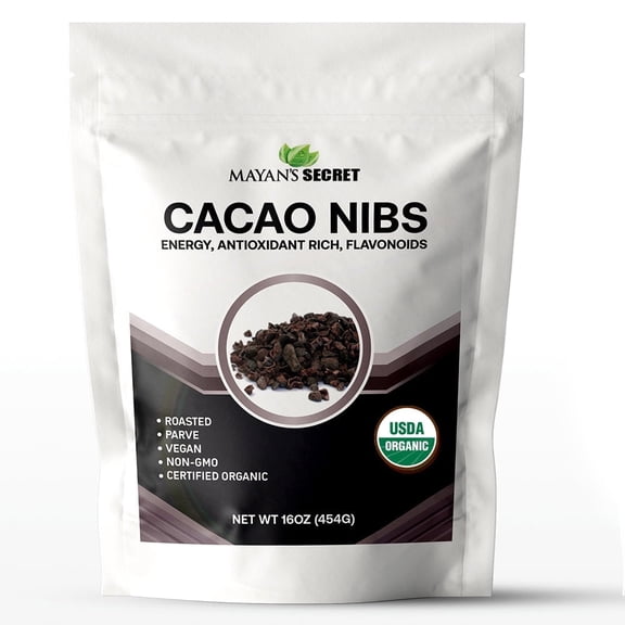 Mayans Secret Organic Cacao Nibs, USDA Certified Organic Raw Cocoa Nibs, 1 lb Bag, Vegan, Gluten Free, Non-GMO