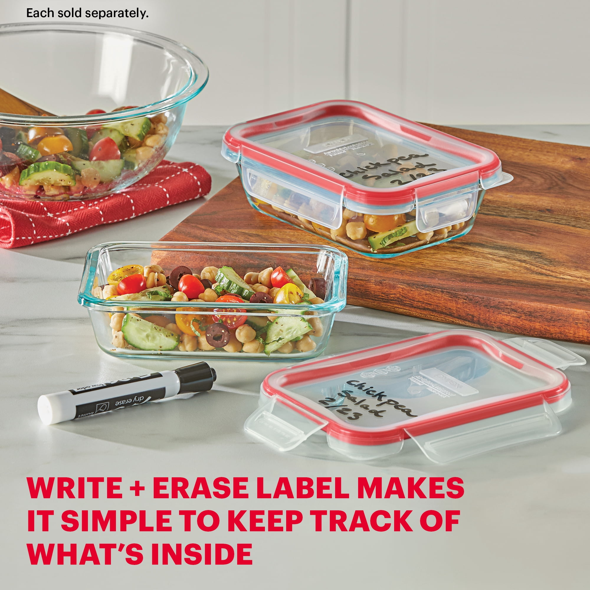 Pyrex FreshLock 2cup Rectangle Glass Food Storage Container with Lid, Designed to Help with Food Storage and Everyday Organization