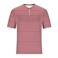 thumbnail image 5 of COSFO Short Sleeve Mens Shirts Casual Henley Tops Button Striped Loose Pullover Mens Graphic Tees, 5 of 5