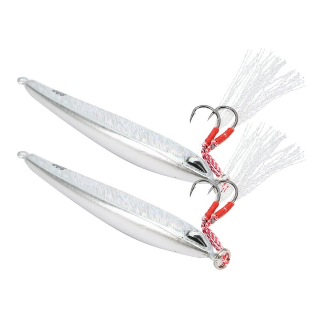Fishing Lures, 2Pcs Wobbler Fishing Lures Stainless Steel Streamlined With  Double Hook Bait Jig Wobbler Lure For Bass Pike Fishing Silver 