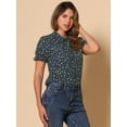 thumbnail image 2 of DARING DIVA Peter Pan Collar Cotton Short Sleeve Shirt M Dark Blue, 2 of 6