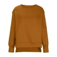 thumbnail image 7 of FAIWAD Womens Long Sleeve Round Neck Sweatshirt Loose Plus Size Basic Solid Color Side Split Pullover Tops, 7 of 7
