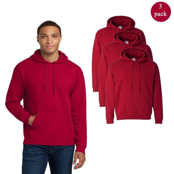 Gildan Men's Heavy Blend Hooded Sweatshirt, Pullover Fleece Hoodie, Antique Cherry Red, 3 Pack, M