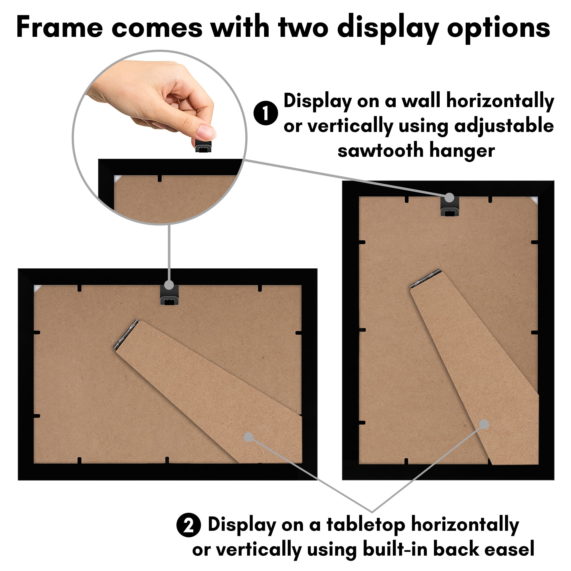 Americanflat 8x12 Picture Frame with Shatter-Resistant Glass Signature Collection Gallery Style Frames - Black
