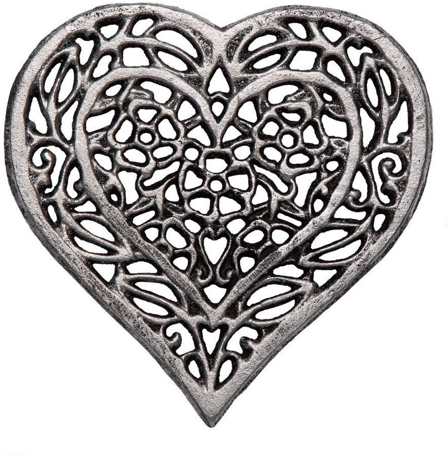 Rust Silver Black With Rubber Pegs//Feet Comfify Cast Iron Heart Trivet Rusted Design Vintage Decorative Cast Iron Trivet For Kitchen Or Dining Table Recycled Metal