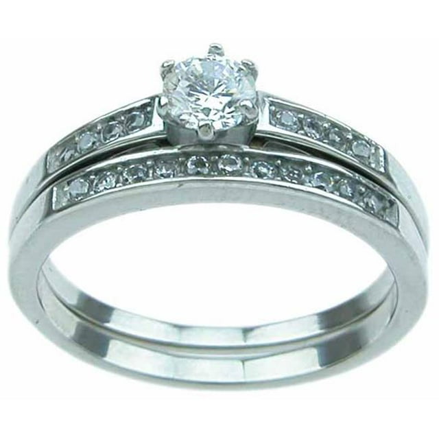 4.5 mm Stainless Steel Wedding Ring Set - Size 5