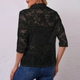 thumbnail image 4 of ZQUUVOU Women's Blazer Open Front Solid Color Button Long Sleeve Lace Jacket (Black,M), 4 of 7