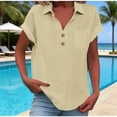 thumbnail image 2 of Vinsonshop Women's Polo Shirts Short Sleeve V Neck Summer Tops Business Casual Collared Shirts Loose Tees (S-3XL), 2 of 9