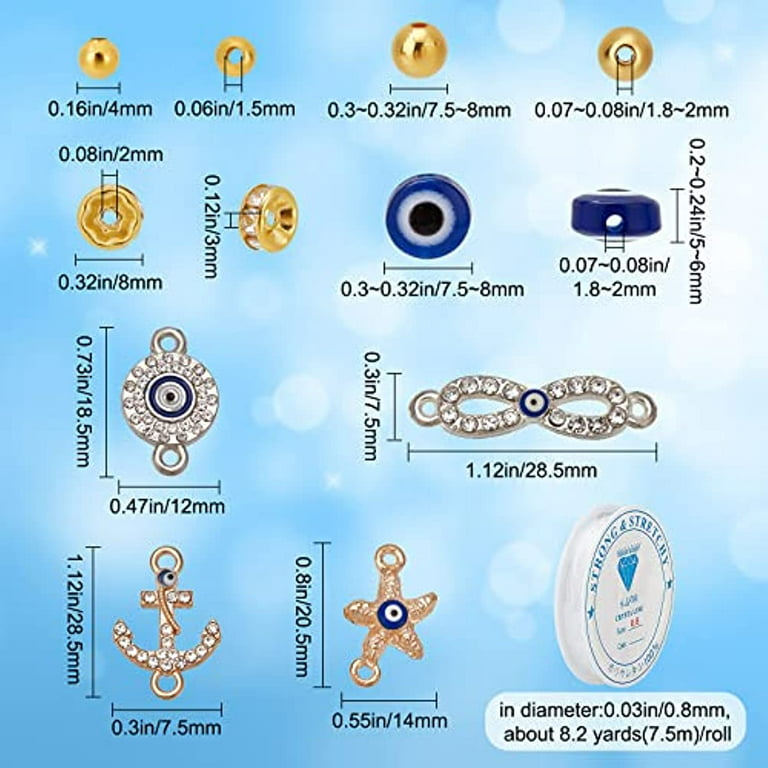 200pcs Evil Eye Beads for Bracelets Necklace Jewelry Making (8mm