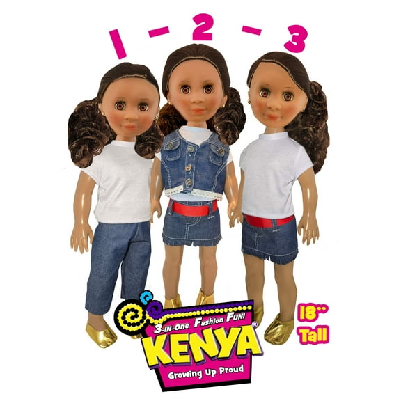 18" Pose-able Kenya Dolls. with multiple Outfits.