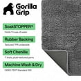 thumbnail image 3 of GORILLA GRIP Ultra Absorbent Grippy Doormat for Muddy Dog Paws, Machine Washable Soakstopper Rugs Cleaner Floors, Bed Mat for Dirty Dogs, Indoor Entrance Door Rug Pet Bed Mats 24x17 Gray, 3 of 10
