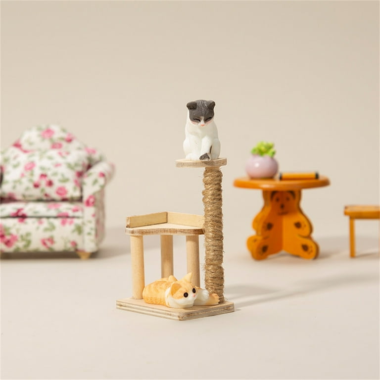 MIRROR 1/12 Cat Climbing Post Model Cute Miniature Handmade Craft