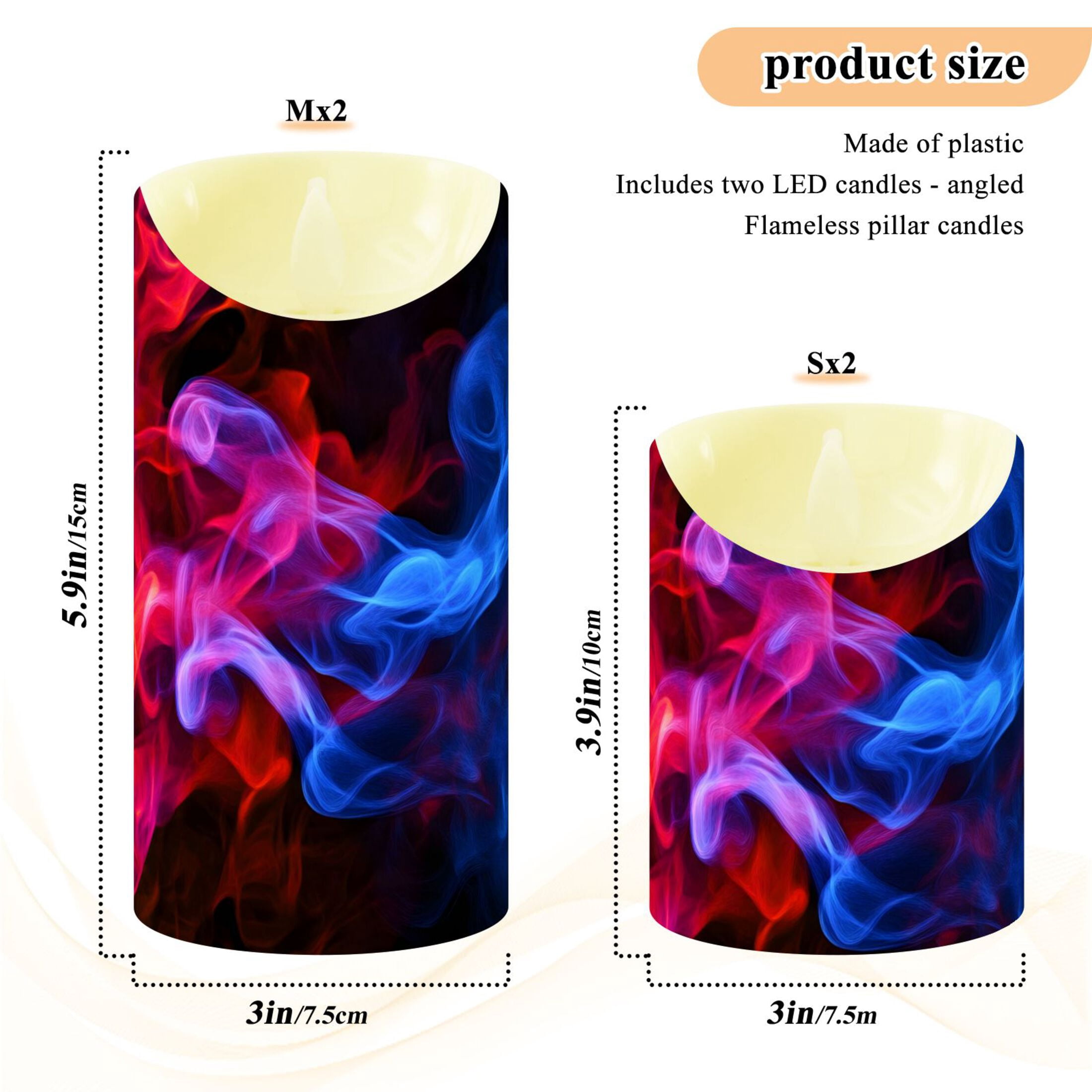Blue and Red Flame Mixture Flickering Flameless Candles with Remote Timer Battery Operated LED Tealight Set of 2 M