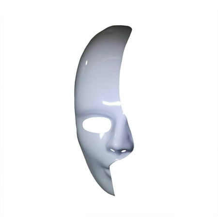 White 1/2 Half Mask Phantom of the Opera Mardi Gras Adult Costume