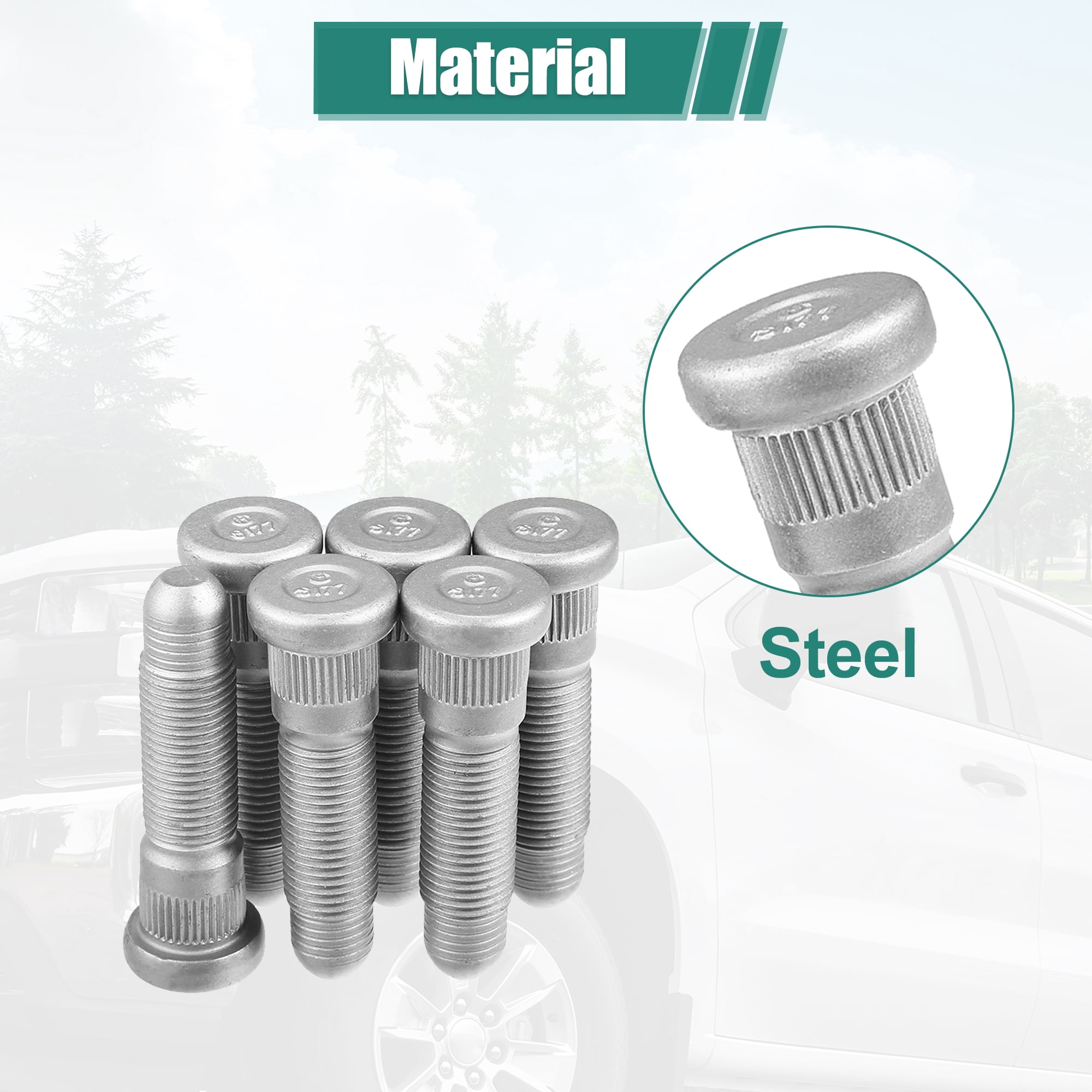 Unique Bargains 6pcs Long Serrated Wheel Studs M14x1.5 for Chevrolet Silverado 3500 HD