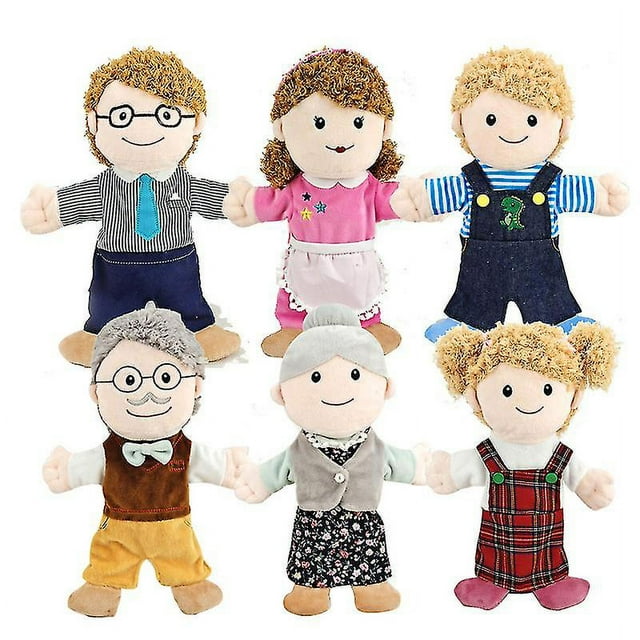Marioneta de mano educativa, marionetas de dedo de miembros de la familia de felpa suave, ideales para contar historias tempranas y muñecas de peluche educativas para niños