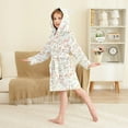 thumbnail image 2 of FORMRS Niños Bathrobe Unisex Hooded Robe Soft Plush Pajamas Sleepwear, Size 2-3T, Small Floral Pattern, 2 of 7