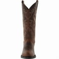 thumbnail image 3 of Mens Brown Cowboy Boots Classic Embroidered Snip Toe Wide Calf Mid-Cylinder Leather Country Western Boots Men's Work Boots, 3 of 5
